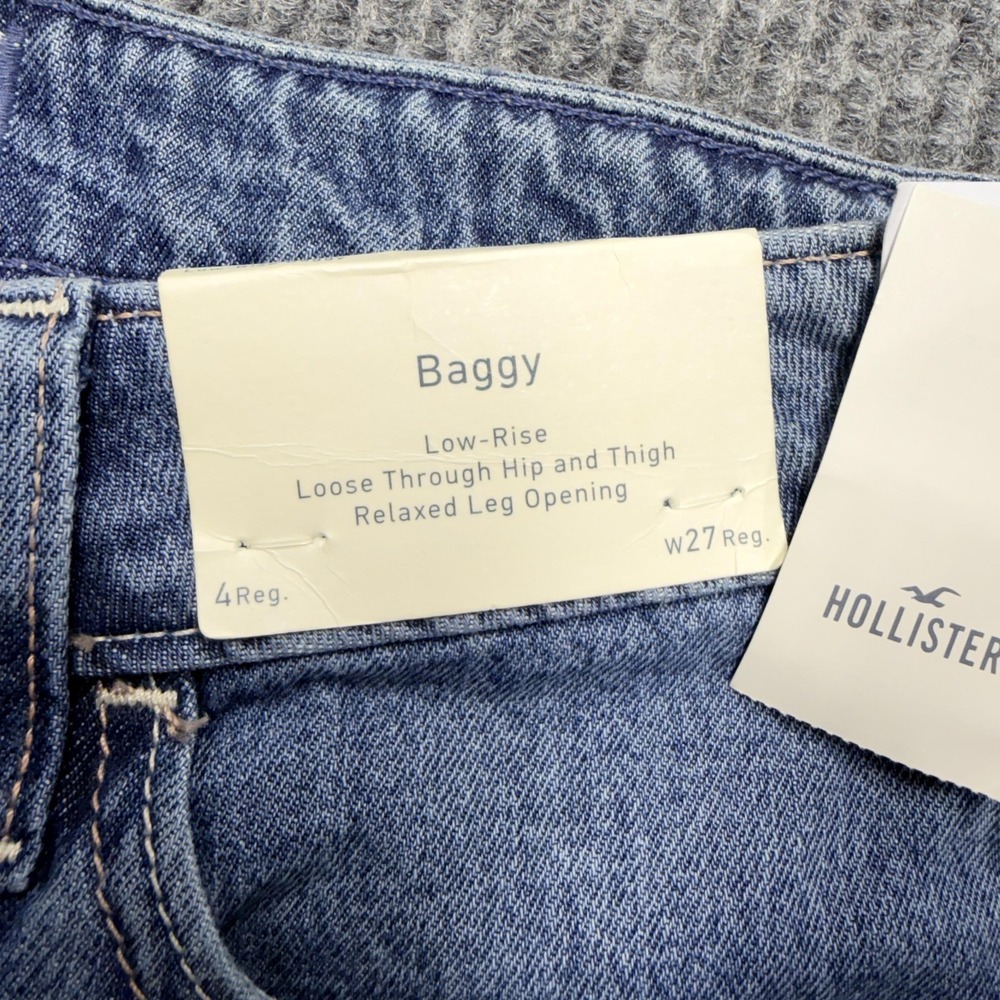 Hollister Low-Rise Baggy Jeans Womens 4 Light Wash Wide-Leg Stars 2026 Denim - Picture 5 of 13